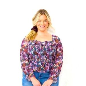 LC Lauren Conrad Multicolor Floral Blouse